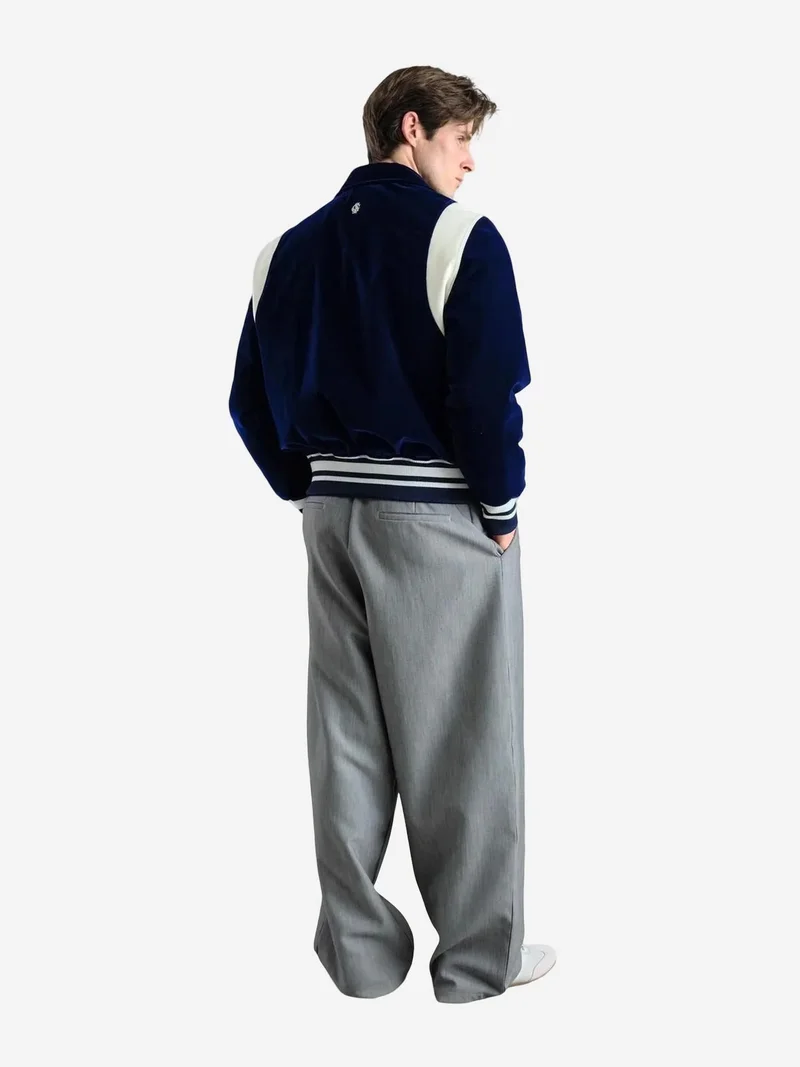 Giesto Navy Blue GIESTO Velvet Varsity Jacket for Men | Best Price UAE